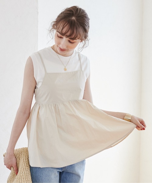 ANGIE（アンジー）の「ペプラムキャミソールトップス（キャミソール・レディース・アイボリー/ブラック/ベージュ・FREE）」の11枚目の写真