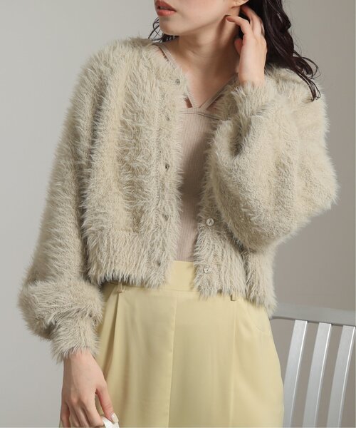 HARE フェザーヤーンニットカーディガン　ブラック