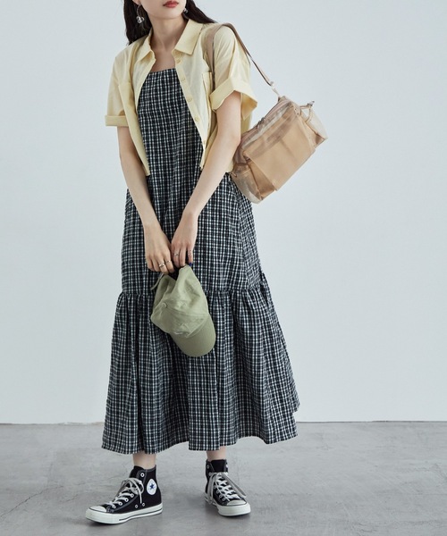 etoll.(エトル)の「ギンガムチェックティアードワンピース(ワンピース・レディース・ブルー/ネイビー/ブラック・M)」の12枚目の写真
