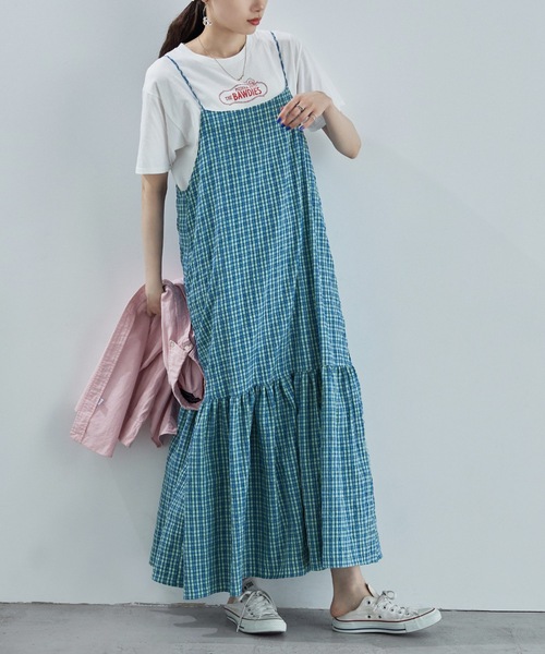 etoll.(エトル)の「ギンガムチェックティアードワンピース(ワンピース・レディース・ブルー/ネイビー/ブラック・M)」の15枚目の写真