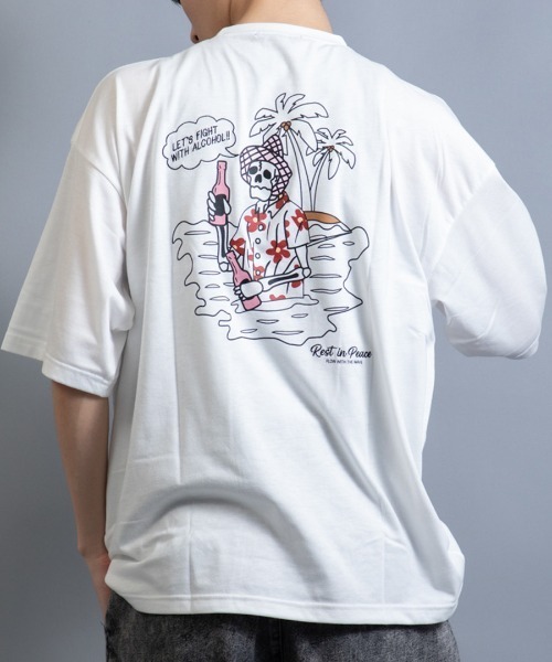 En serio TOKYO(エンソリオトーキョー)の「CHILL SKULL ビッグシルエット TEE スカル&ハット(Tシャツ/カットソー・メンズ・ホワイト/ミント/ブラック・L/M)」の2枚目の写真