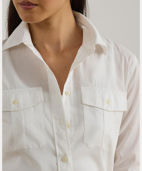 LAUREN RALPH LAUREN（ローレン ラルフ ローレン）の「コットン ボイル シャツ（シャツ/ブラウス・レディース・ホワイト・XXS/S/M/XS）」の7枚目の写真