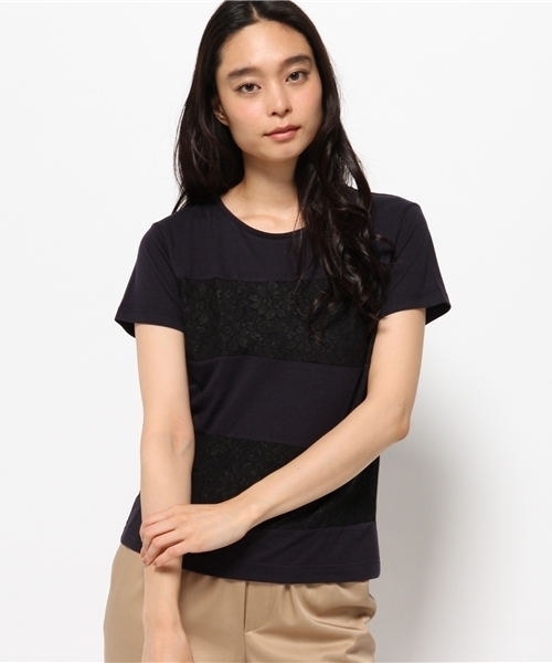 OUTLET(アウトレット)の「【CIAOPANIC TYPY】レースボーダーTシャツ(Tシャツ/カットソー・レディース・ホワイト/ネイビー・FREE)」の1枚目の写真