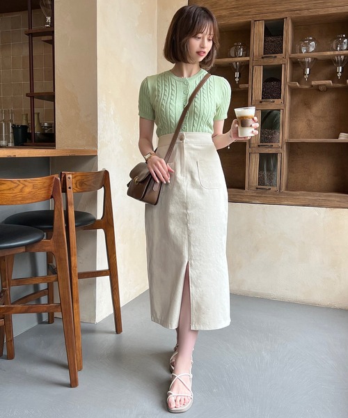 Isn't She?（イズントシー）の「[ SHIORI × Isn't She? ] フロントポケットカラースカート（スカート・レディース・ホワイト系/パープル/カーキ・M）」の8枚目の写真