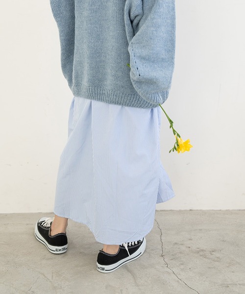 chocomee（チョコミー）の「ストライプシャツワンピース/striped shirt one-piece（シャツワンピース・レディース・ブラック/ブルー・FREE）」の6枚目の写真