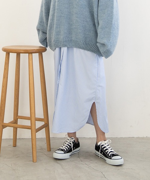 chocomee（チョコミー）の「ストライプシャツワンピース/striped shirt one-piece（シャツワンピース・レディース・ブラック/ブルー・FREE）」の8枚目の写真