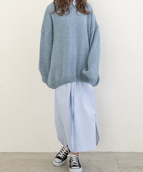 chocomee（チョコミー）の「ストライプシャツワンピース/striped shirt one-piece（シャツワンピース・レディース・ブラック/ブルー・FREE）」の10枚目の写真