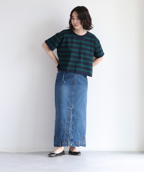 cepo(セポ)の「バックタックボーダーTee(Tシャツ/カットソー・レディース・オフホワイト/グリーン/ブラウン・M)」の9枚目の写真