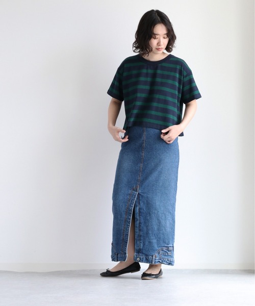 cepo(セポ)の「バックタックボーダーTee(Tシャツ/カットソー・レディース・オフホワイト/グリーン/ブラウン・M)」の14枚目の写真