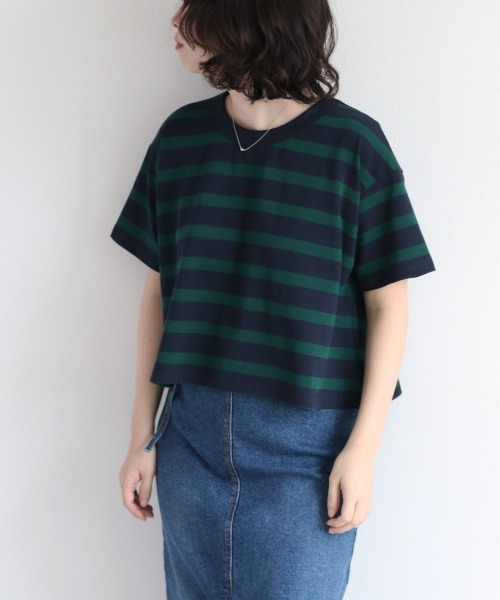 cepo(セポ)の「バックタックボーダーTee(Tシャツ/カットソー・レディース・オフホワイト/グリーン/ブラウン・M)」の4枚目の写真