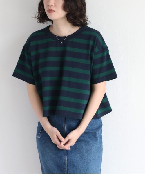 cepo(セポ)の「バックタックボーダーTee(Tシャツ/カットソー・レディース・オフホワイト/グリーン/ブラウン・M)」の5枚目の写真
