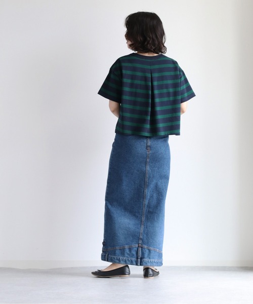 cepo(セポ)の「バックタックボーダーTee(Tシャツ/カットソー・レディース・オフホワイト/グリーン/ブラウン・M)」の12枚目の写真