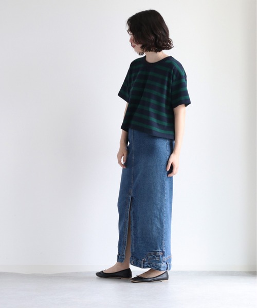 cepo(セポ)の「バックタックボーダーTee(Tシャツ/カットソー・レディース・オフホワイト/グリーン/ブラウン・M)」の13枚目の写真