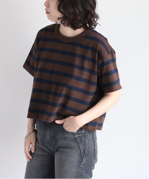 cepo(セポ)の「バックタックボーダーTee(Tシャツ/カットソー・レディース・オフホワイト/グリーン/ブラウン・M)」の16枚目の写真