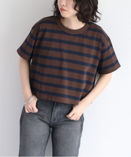 cepo(セポ)の「バックタックボーダーTee(Tシャツ/カットソー・レディース・オフホワイト/グリーン/ブラウン・M)」の15枚目の写真