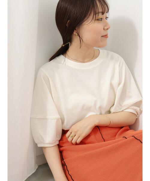 ehka sopo(エヘカソポ)の「ランタンスリーブカットソー(Tシャツ/カットソー・レディース・ダークオレンジ/ベージュ/ブラック/オフホワイト・F)」の1枚目の写真