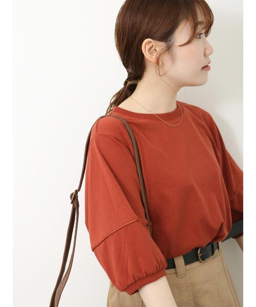 ehka sopo(エヘカソポ)の「ランタンスリーブカットソー(Tシャツ/カットソー・レディース・ダークオレンジ/ベージュ/ブラック/オフホワイト・F)」の4枚目の写真