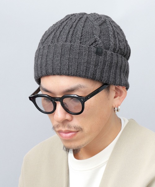 ReqHatter(レックハッター)の「ケーブルニット 裏ボア ワッチ(ニットキャップ/ビーニー・メンズ・ブラック/グレー/オフホワイト/カーキ・FREE)」の3枚目の写真