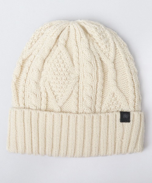 ReqHatter(レックハッター)の「ケーブルニット 裏ボア ワッチ(ニットキャップ/ビーニー・メンズ・ブラック/グレー/オフホワイト/カーキ・FREE)」の5枚目の写真