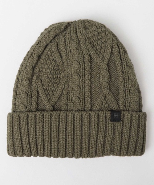 ReqHatter(レックハッター)の「ケーブルニット 裏ボア ワッチ(ニットキャップ/ビーニー・メンズ・ブラック/グレー/オフホワイト/カーキ・FREE)」の8枚目の写真