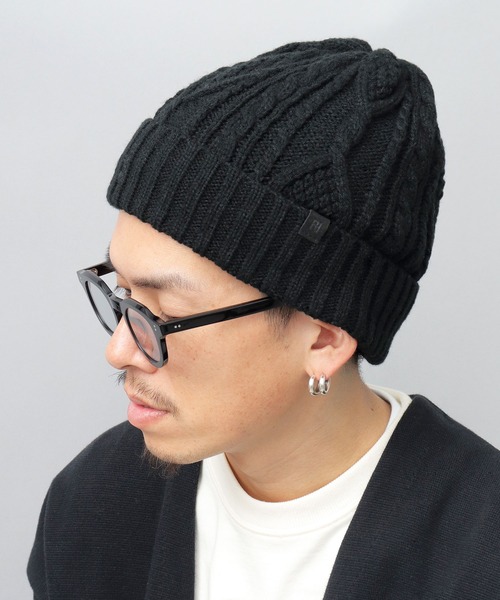 ReqHatter(レックハッター)の「ケーブルニット 裏ボア ワッチ(ニットキャップ/ビーニー・メンズ・ブラック/グレー/オフホワイト/カーキ・FREE)」の10枚目の写真