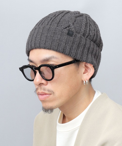 ReqHatter(レックハッター)の「ケーブルニット 裏ボア ワッチ(ニットキャップ/ビーニー・メンズ・ブラック/グレー/オフホワイト/カーキ・FREE)」の11枚目の写真