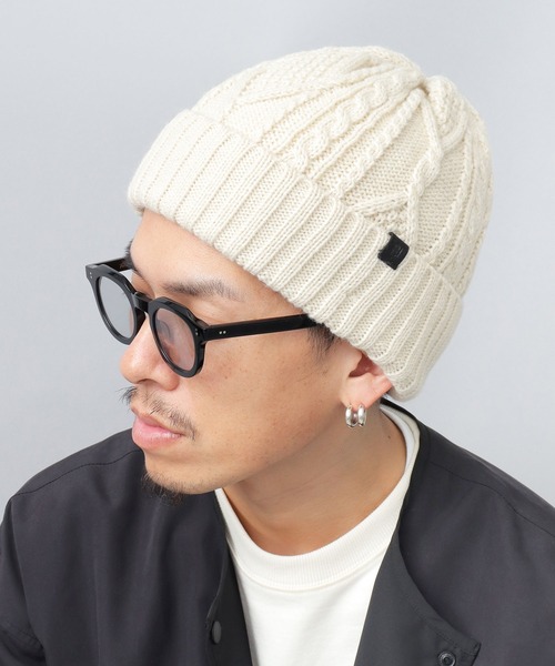 ReqHatter(レックハッター)の「ケーブルニット 裏ボア ワッチ(ニットキャップ/ビーニー・メンズ・ブラック/グレー/オフホワイト/カーキ・FREE)」の9枚目の写真
