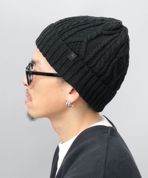 ReqHatter(レックハッター)の「ケーブルニット 裏ボア ワッチ(ニットキャップ/ビーニー・メンズ・ブラック/グレー/オフホワイト/カーキ・FREE)」の18枚目の写真