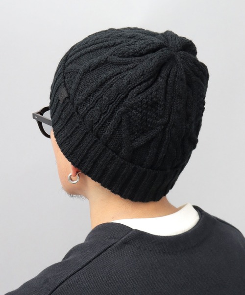 ReqHatter(レックハッター)の「ケーブルニット 裏ボア ワッチ(ニットキャップ/ビーニー・メンズ・ブラック/グレー/オフホワイト/カーキ・FREE)」の19枚目の写真