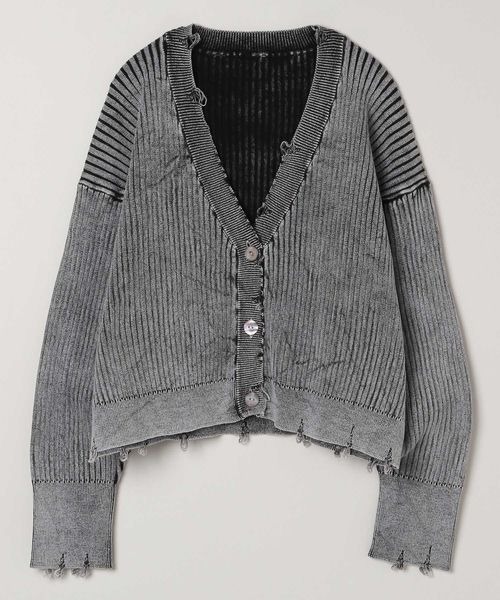 JEANASIS(ジーナシス)の「12GダメージショートVカーディガン/ 980531(カーディガン/ボレロ・レディース・ブラック系その他/グレー系その他/ピンク系その他・FREE)」の2枚目の写真