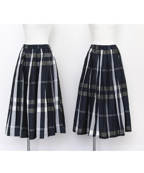 n'OrLABEL（ノアールレーベル）の「『チェック柄タックフレアスカート』（スカート・レディース・ライトベージュ/ダークネイビー・FREE）」の14枚目の写真