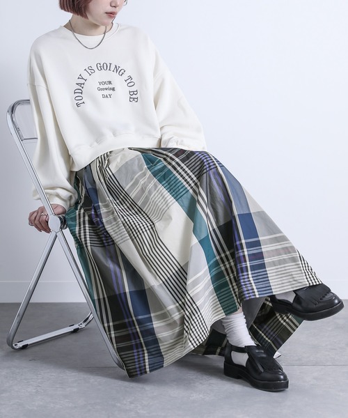 n'OrLABEL（ノアールレーベル）の「『チェック柄タックフレアスカート』（スカート・レディース・ライトベージュ/ダークネイビー・FREE）」の18枚目の写真