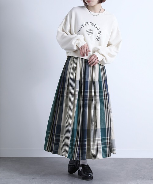 n'OrLABEL（ノアールレーベル）の「『チェック柄タックフレアスカート』（スカート・レディース・ライトベージュ/ダークネイビー・FREE）」の21枚目の写真