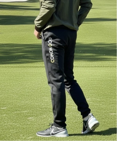 L】秋冬 プーマ ゴルフ 保温 裏フリース ボンディング テーパードパンツ 紺