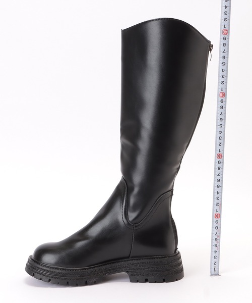 セール】レザー調ラウンドトゥベーシックロングブーツ（ブーツ）｜Lace