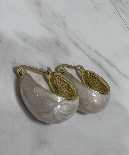 VICKY(ビッキー)の「【KOREAN ITEM】マーブルピアス(ピアス(両耳用)・レディース・ホワイト/ピンク・FREE)」の6枚目の写真