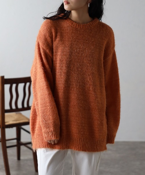 amini(アミニ)の「【2023 A/W新作】ラメ起毛オーバーサイズニット(ニット/セーター・レディース・ブラック/ブラウン/オレンジ/ブルー/アイボリー・MEDIUM)」の6枚目の写真
