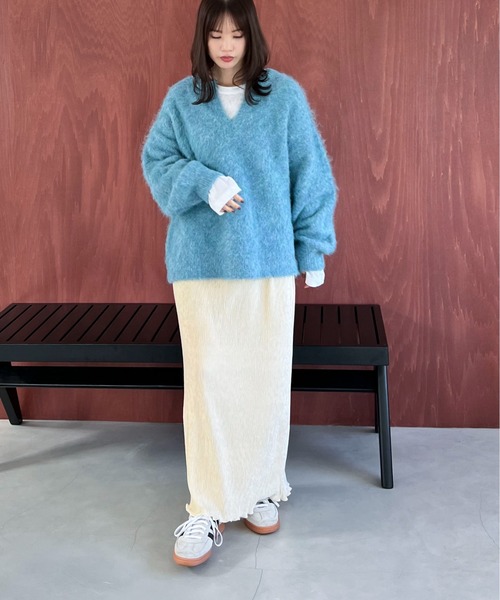 feepur（フェピュール）の「【ハンドウォッシャブル】ウール混起毛キーネックニット（ニット/セーター・レディース・ブルー/レッド/オフホワイト/グレー/イエロー/ブラウン・MEDIUM）」の16枚目の写真