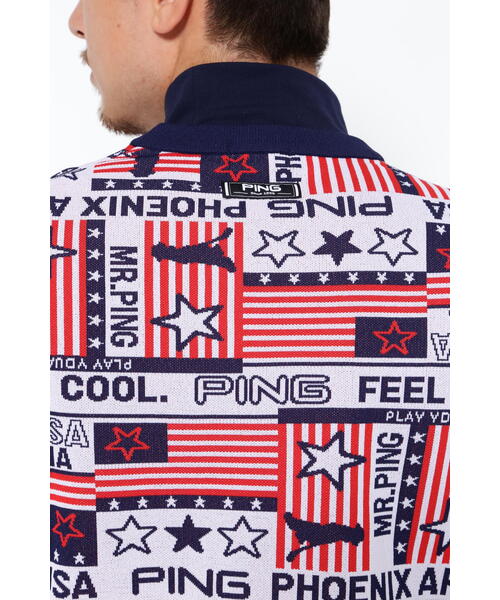 再再再値下げ新品　PINGピン　シャツ＆スカートS　ネイビー アメリカ柄 再再再値下げ新品 PINGピン シャツ＆スカートS ネイビー