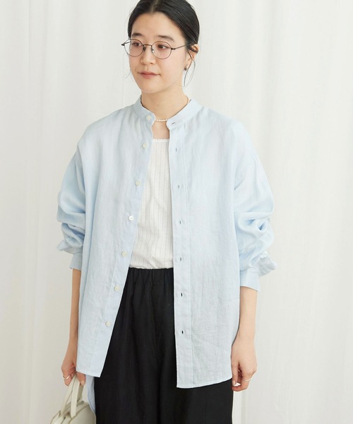 fig London(フィグロンドン)の「LINEN summer shirt(シャツ/ブラウス・レディース・チャコールグレー/ストライプ/ピンク/サックスブルー・FREE)」の21枚目の写真