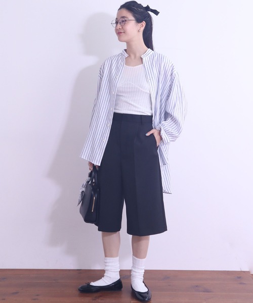 fig London(フィグロンドン)の「LINEN summer shirt(シャツ/ブラウス・レディース・チャコールグレー/ストライプ/ピンク/サックスブルー・FREE)」の8枚目の写真