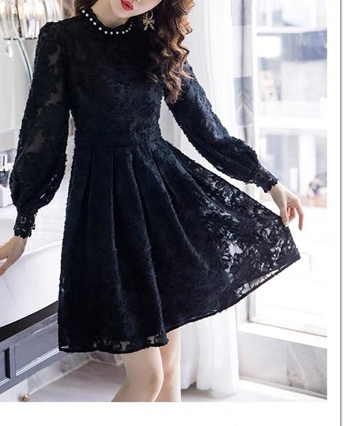gossip！ロサンゼルス（ゴシップロサンゼルス）の「裏起毛 レーシー/シックドレス（ドレス・レディース・アイボリー/ピンク/ブルー/ブラック・M/L）」の11枚目の写真
