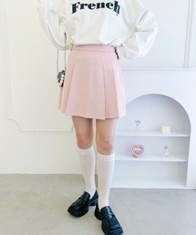 ハイウエストプリーツミニスカパン