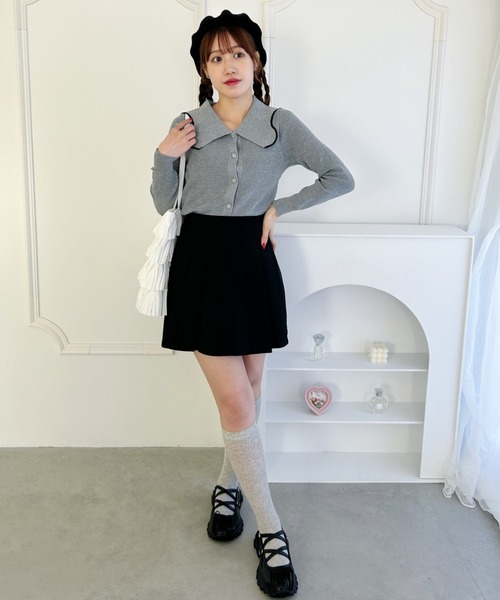 Loueme(ルエム)の「ハイウエストプリーツミニスカパン(スカート・レディース・ピンク/アイボリー/ブラック/ライトブルー・S/M)」の11枚目の写真