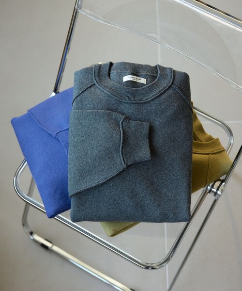 FREAK'S STORE（フリークスストア）の「限定展開　スウェットライク ラグラン ショートニット（ニット/セーター・レディース・ライトグレー/ブラック/グレー/レッド/イエロー/ブルー/ナチュラル・ﾌﾘ-）」の4枚目の写真