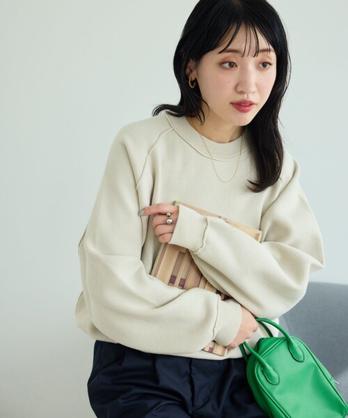 FREAK'S STORE（フリークスストア）の「限定展開　スウェットライク ラグラン ショートニット（ニット/セーター・レディース・ライトグレー/ブラック/グレー/レッド/イエロー/ブルー/ナチュラル・ﾌﾘ-）」の8枚目の写真