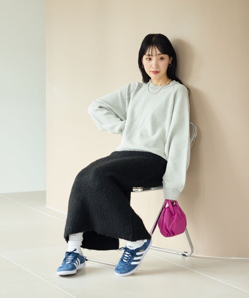 FREAK'S STORE（フリークスストア）の「限定展開　スウェットライク ラグラン ショートニット（ニット/セーター・レディース・ライトグレー/ブラック/グレー/レッド/イエロー/ブルー/ナチュラル・ﾌﾘ-）」の15枚目の写真