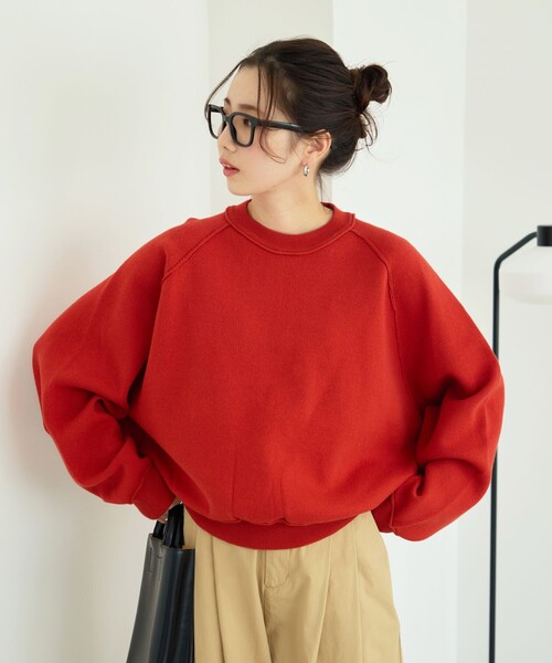 FREAK'S STORE（フリークスストア）の「限定展開　スウェットライク ラグラン ショートニット（ニット/セーター・レディース・ライトグレー/ブラック/グレー/レッド/イエロー/ブルー/ナチュラル・ﾌﾘ-）」の18枚目の写真