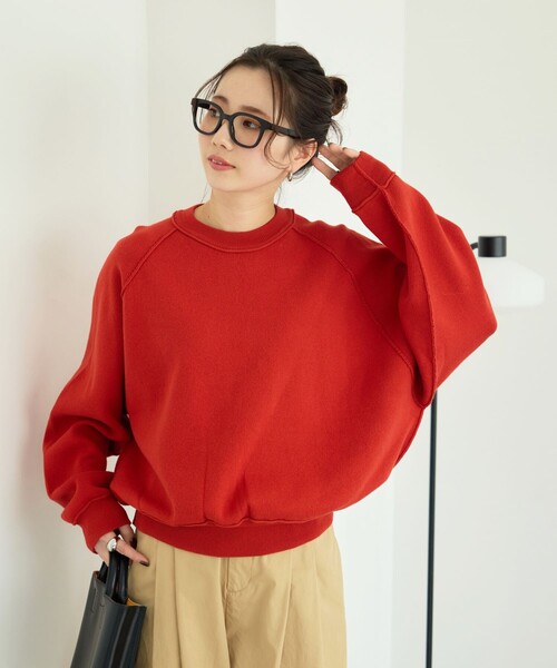 FREAK'S STORE（フリークスストア）の「限定展開　スウェットライク ラグラン ショートニット（ニット/セーター・レディース・ライトグレー/ブラック/グレー/レッド/イエロー/ブルー/ナチュラル・ﾌﾘ-）」の19枚目の写真