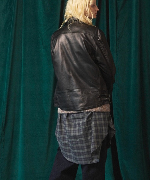 UNISEX》Dress-Fit Sheep Leather Double Rider Jacket/ドレス